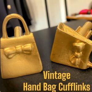 Vintage Cufflinks Gold Handbags with Bows RARE